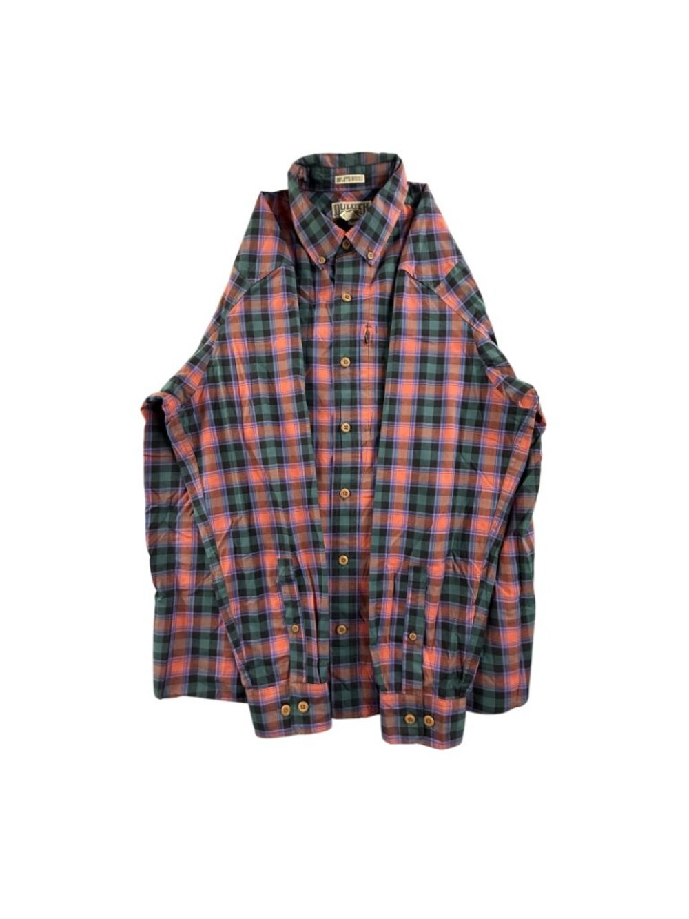 Duluth Trading Shirt Mens Large Green Pink Plaid Button Up Long Sleeve Untucked - Picture 6 of 16